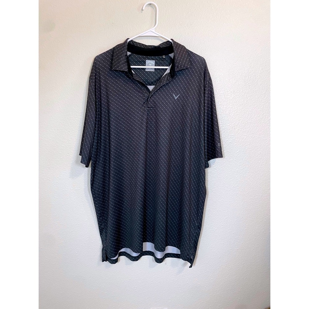 Callaway Mens XL Golf Polo Shirt Dark Gray Micro‎ Logo Dot Print Short Sleeve
